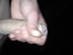 Young boy cums outdoor in public