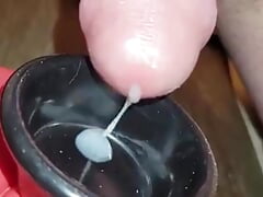 Extreme Closeup Huge Thick Load of Cum Edged Out Into Cup and Swallowed