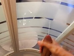 10 spurts cumshot painting in the shower