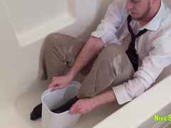 Nikk Takes A Piss Bath In Shirt & Tie