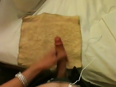 Master blaster - huge cumshot on his well used cum towel