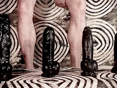 He rides many black dildos