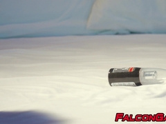 Studs having fun with their asses and a giant black dildo