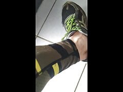 Cumshot on Wifes Socks after Run Leggings and Show Up my Stinkeys Socks.
