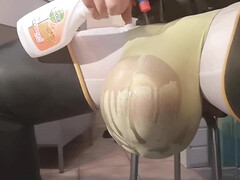 Fucking inside a filled condom piss