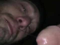 Slow motion cumming in the mouth