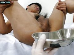Asian skinny twink fucked by DILF doctor after examination
