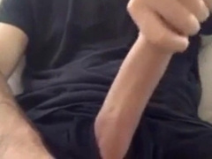 Stroking big long hard cock big bellend muchroom head 4