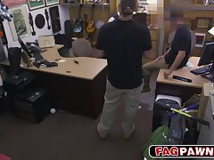 Sexy bitch dude fucked in pawn shop and filmed by hidden cameras