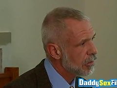 Suited big hunks blow a lucky guy sloppily until he can cum