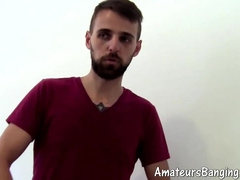 Hot amateur masturbating his rock hard cock with fleshlight