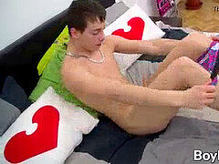 sumptuous youngster attempts to facial himself masturbating solo