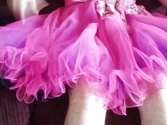 Adorable pink prom dress causes cum to spew out