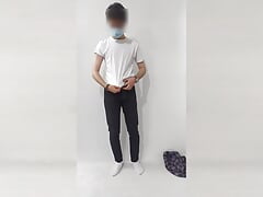 Comparing nude and clothed body, boy takes off his clothes in front of camera and shows his body (undressing 2) (Danieltp2002)