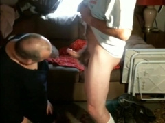 Crossdresser sucking mature buddies cock and swallows it all 3