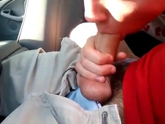Sucking my buddy's big cock in the car