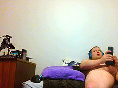 chubby guy hoe jacks it, careful not to wake up room mate