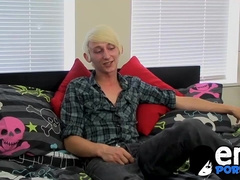 Horny emo Max Brown whips out his cock and gives it a wank