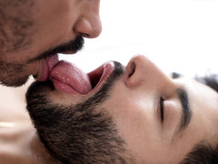 Two men with girthy cocks are fucking one tight ass