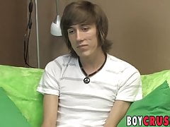 Horny twink Kurt Starr jerking off his cock after interview