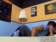 Young homosexual shoots jizm after without a condom