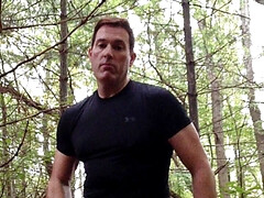 Jerking off in the woods and POV cumming