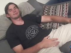 Stud pulls his big cock out to jerk it solo