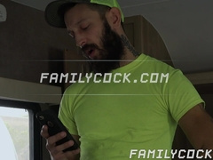 Hairy stepdaddy Matt Muck grabs my neck while he aggressively fucks me
