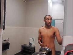 Miguel Brown at gym naked