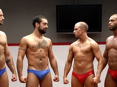 There can't be too much cum in a wrestling foursome