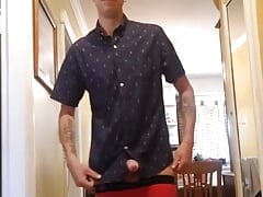 Johnholmesjunior has a nice horny solo jerk off while wife went to store