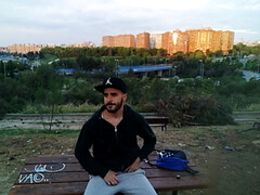 Jerking off outdoor in a park