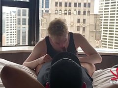 Sebastian Michaels feeds the hungry piglet