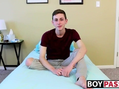Horny twink Austin Hill gets interviewed then he does solo