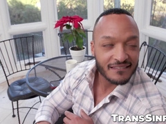 BBC hunk Dillon Diaz anal breeds busty redhead TS Tori Easton