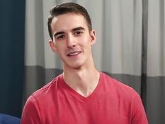 Gay cutie uses a toy and jerks off during solo session