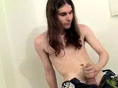 lengthy haired Genji jerking enormous cock before cumshot