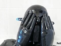 Saliva mess in latex mask and gloves (TRAILER)