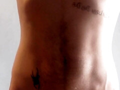 Showing off my hairy tatted body and cumming