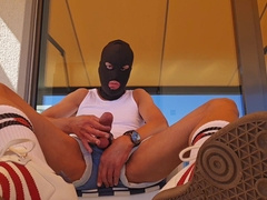 fapping in on the balcony