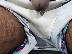 Dick head rub with brown satin silky print saree from neighbour chachi (21)
