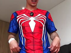Horny Spiderman Shoots Cum