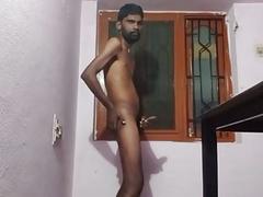 Rajesh masturbating cock in the dining hall and Cumming