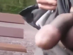 old man cock on park bench 4