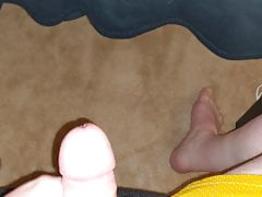 jerking a load out onto a black tshirt