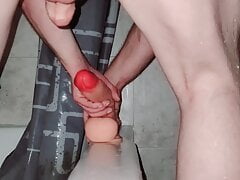 Prison style sex in dirty bathroom