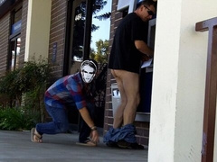 Masked creep pulls down his pants because he can