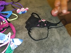 Cum on tiny black g string