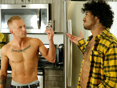 Blonde lover slams premium Latino cock in his ass