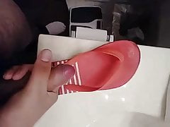 Thick Latina Moms son Cums in her flip flops again